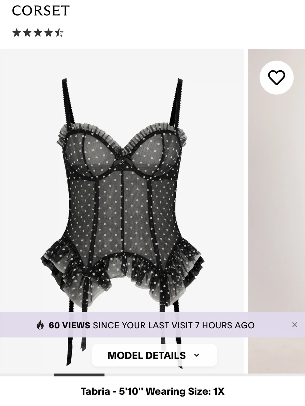 Savage X Fenty Black Polka Dot Mesh Corset Bustier